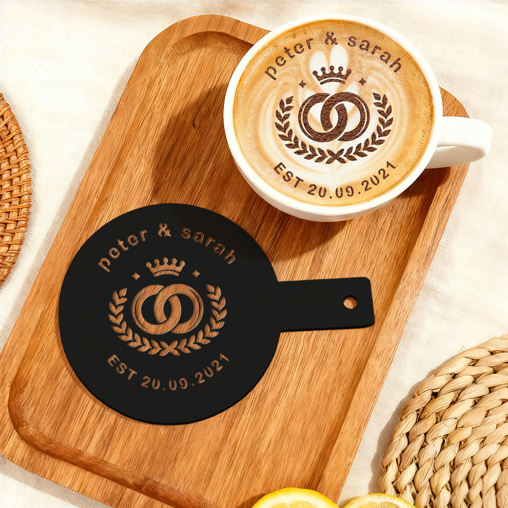 Personalized Acrylic Mirror Laser Cut Cocktail Coffee Stencil, Custom Laser Cut Business Logo Brand Bakery Shop, Barista Coffee Stencil -  NameNecklaceUK