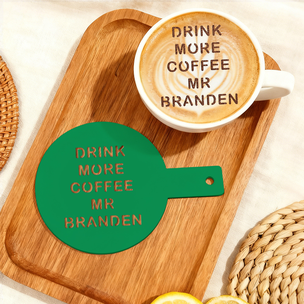 Personalized Acrylic Mirror Laser Cut Cocktail Coffee Stencil, Custom Laser Cut Business Logo Brand Bakery Shop, Barista Coffee Stencil -  NameNecklaceUK