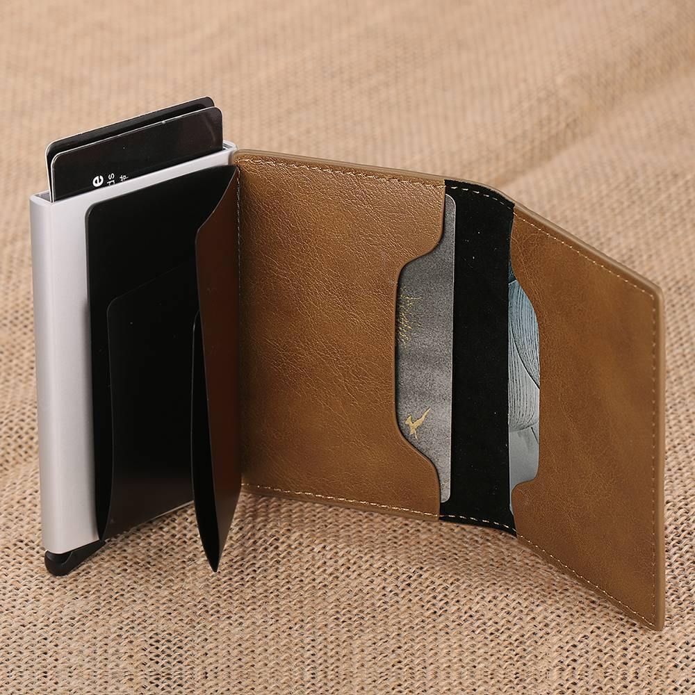 Photo Engraved Card Case, Leather Wallet Best Gift for Men - yournamenecklaceuk