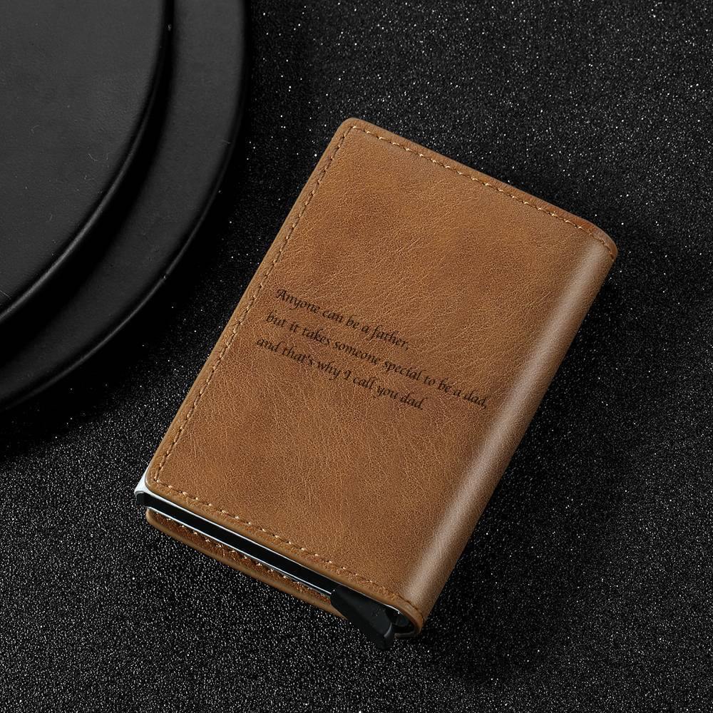 Photo Engraved Card Case, Leather Wallet Best Gift for Men - yournamenecklaceuk