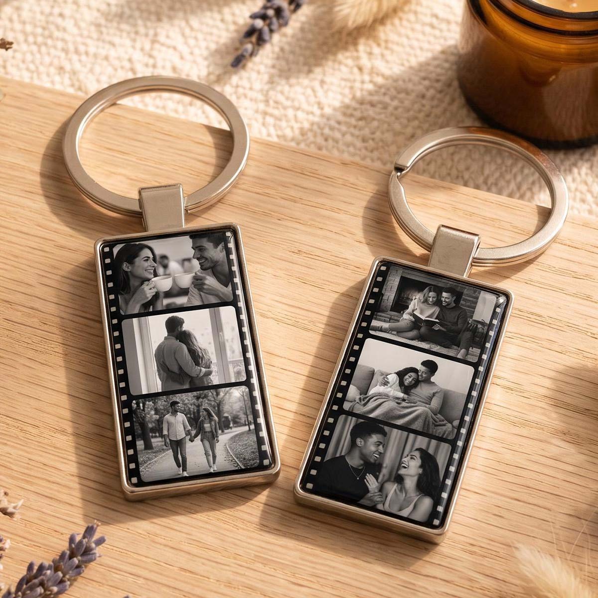 Personalized Vintage Filmroll Keyholder Custom Double Sided Photo Keyring Anniversary Gift for Him -  NameNecklaceUK