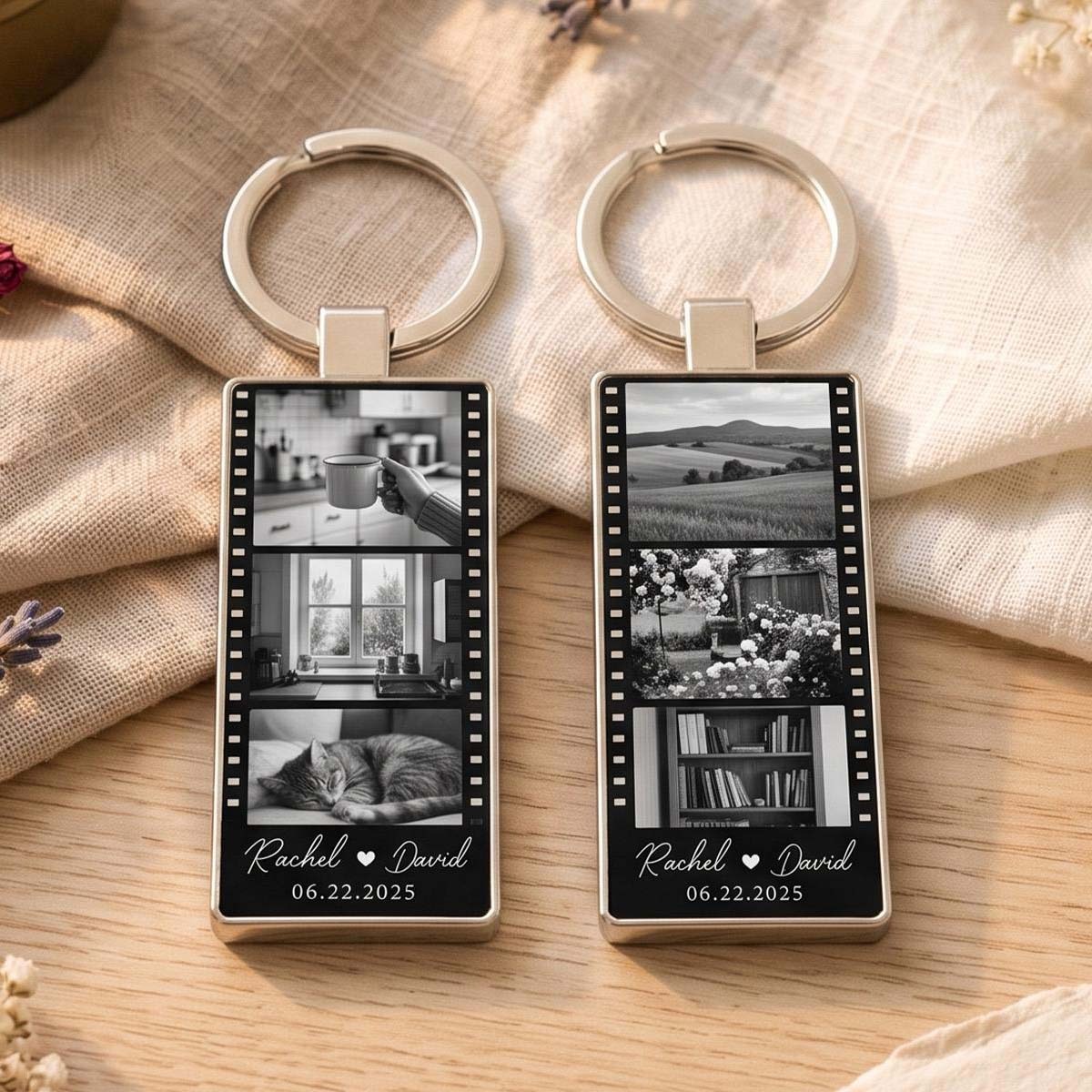 Personalized Vintage Filmroll Keyholder Custom Double Sided Photo Keyring Anniversary Gift for Him -  NameNecklaceUK