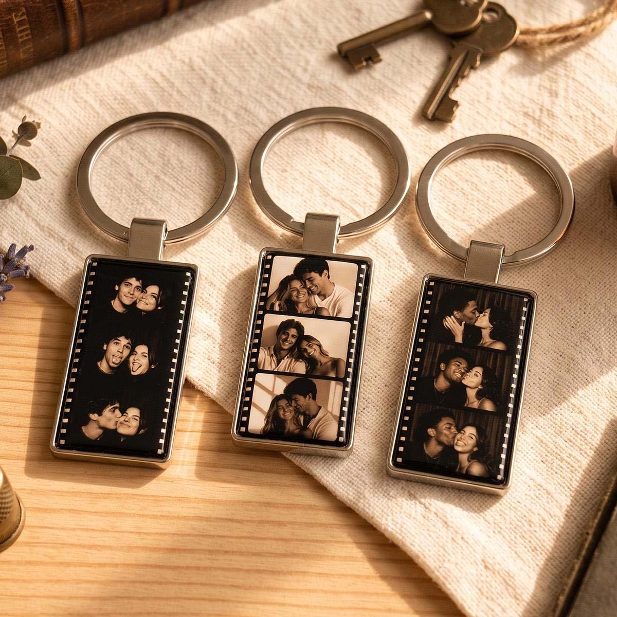Personalized Vintage Filmroll Keyholder Custom Double Sided Photo Keyring Anniversary Gift for Him -  NameNecklaceUK