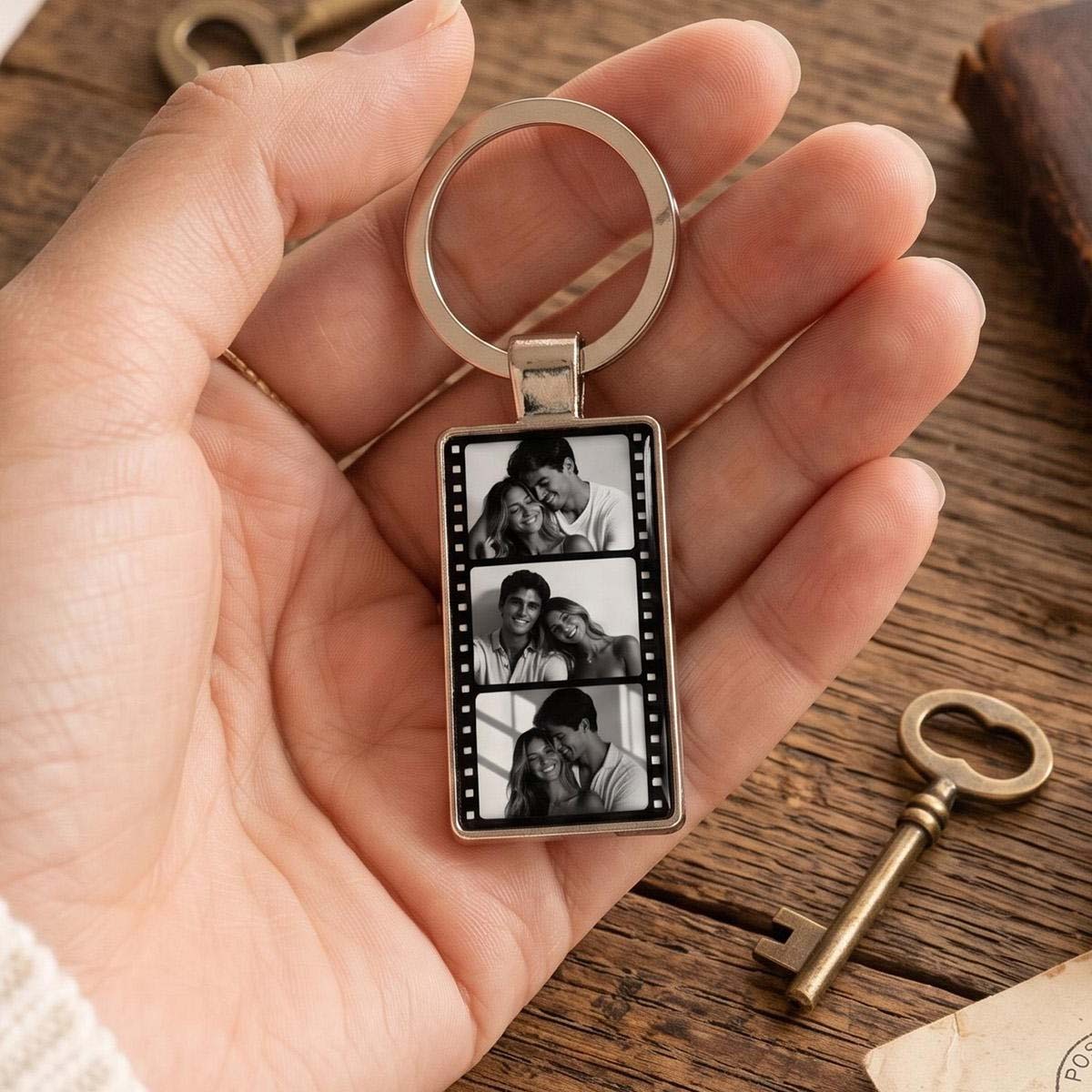 Personalized Vintage Filmroll Keyholder Custom Double Sided Photo Keyring Anniversary Gift for Him -  NameNecklaceUK