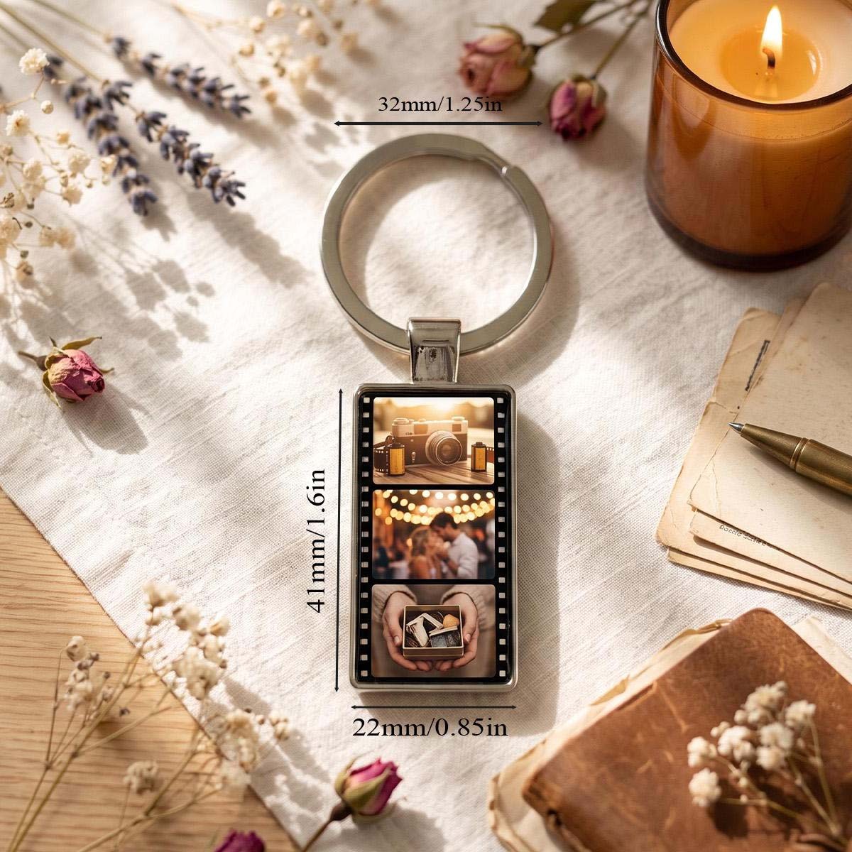 Personalized Vintage Filmroll Keyholder Custom Double Sided Photo Keyring Anniversary Gift for Him -  NameNecklaceUK