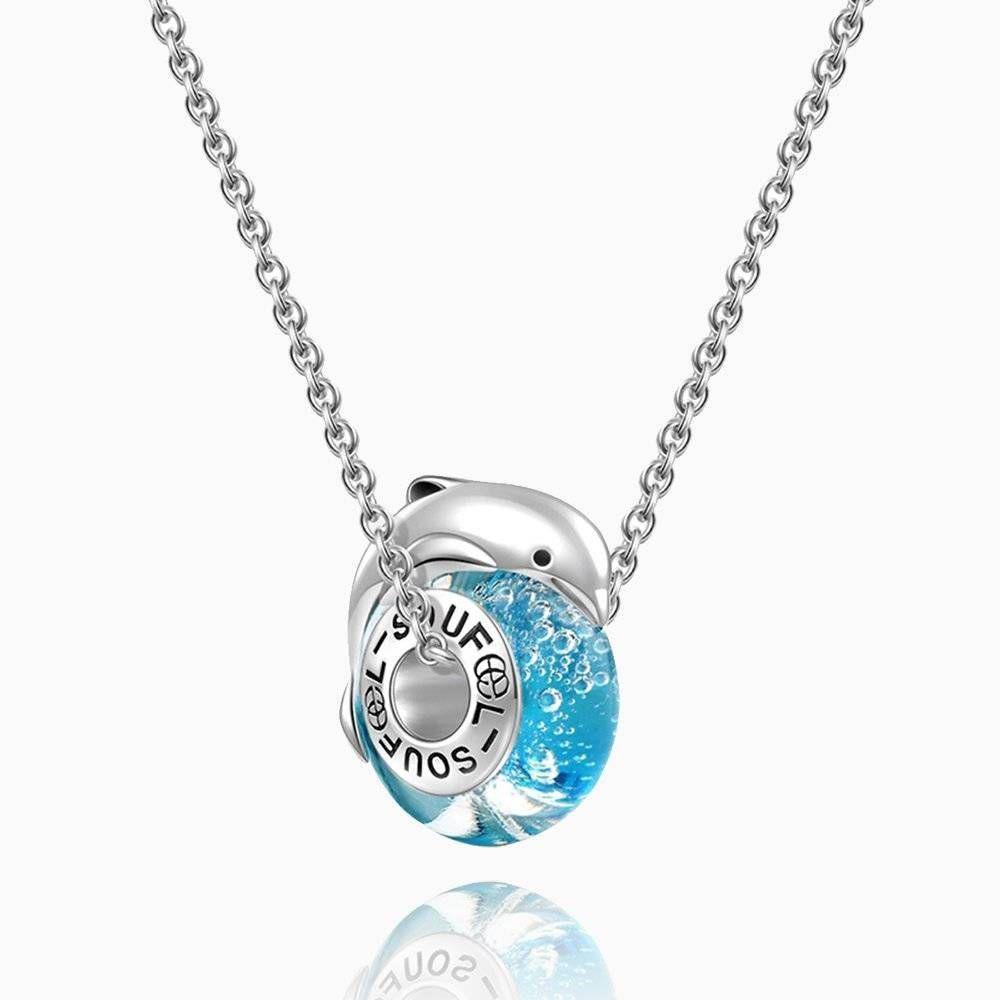 Jumping Dolphin Necklace Silver - soufeelus