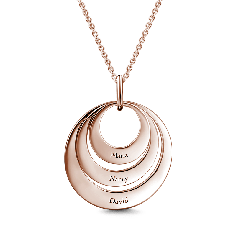 Engravable Three Disc Necklace Rose Gold