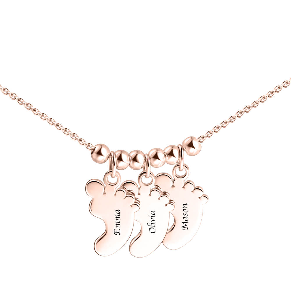 Baby Foot Mom Necklace Rose Gold