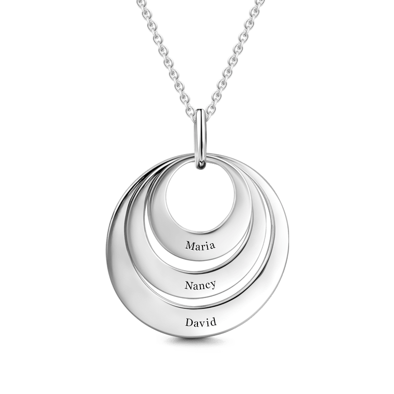 Engravable Three Disc Necklace Silver