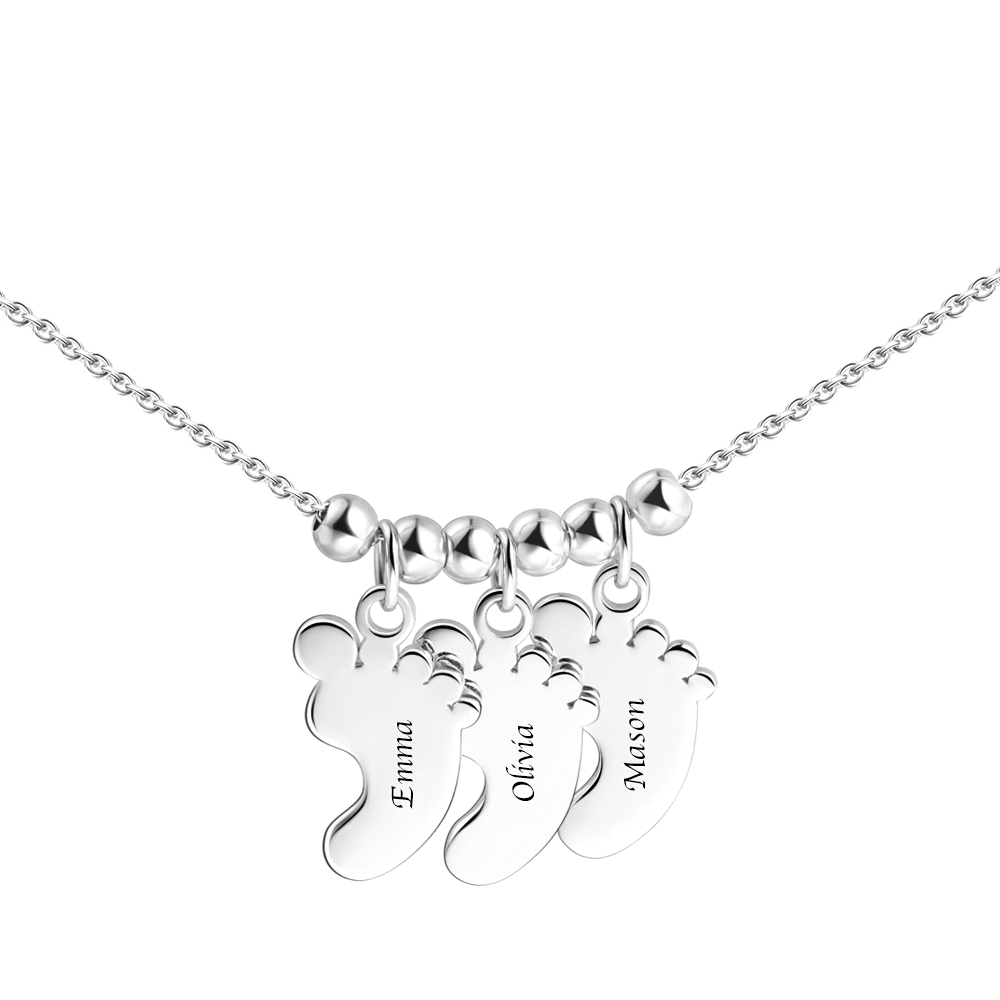 Baby Foot Mom Necklace Silver