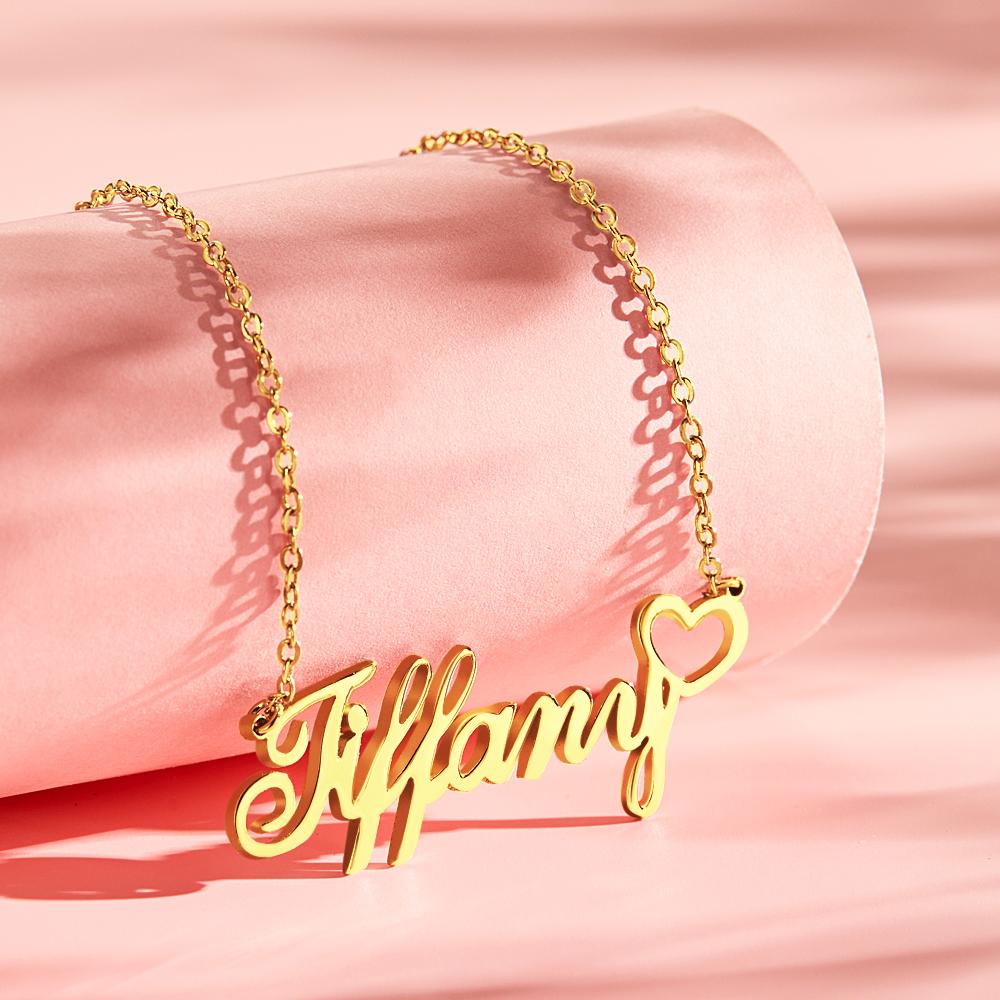 Personalized Copper Custom Name Necklace with Little Heart, Valentine's Gift for Her