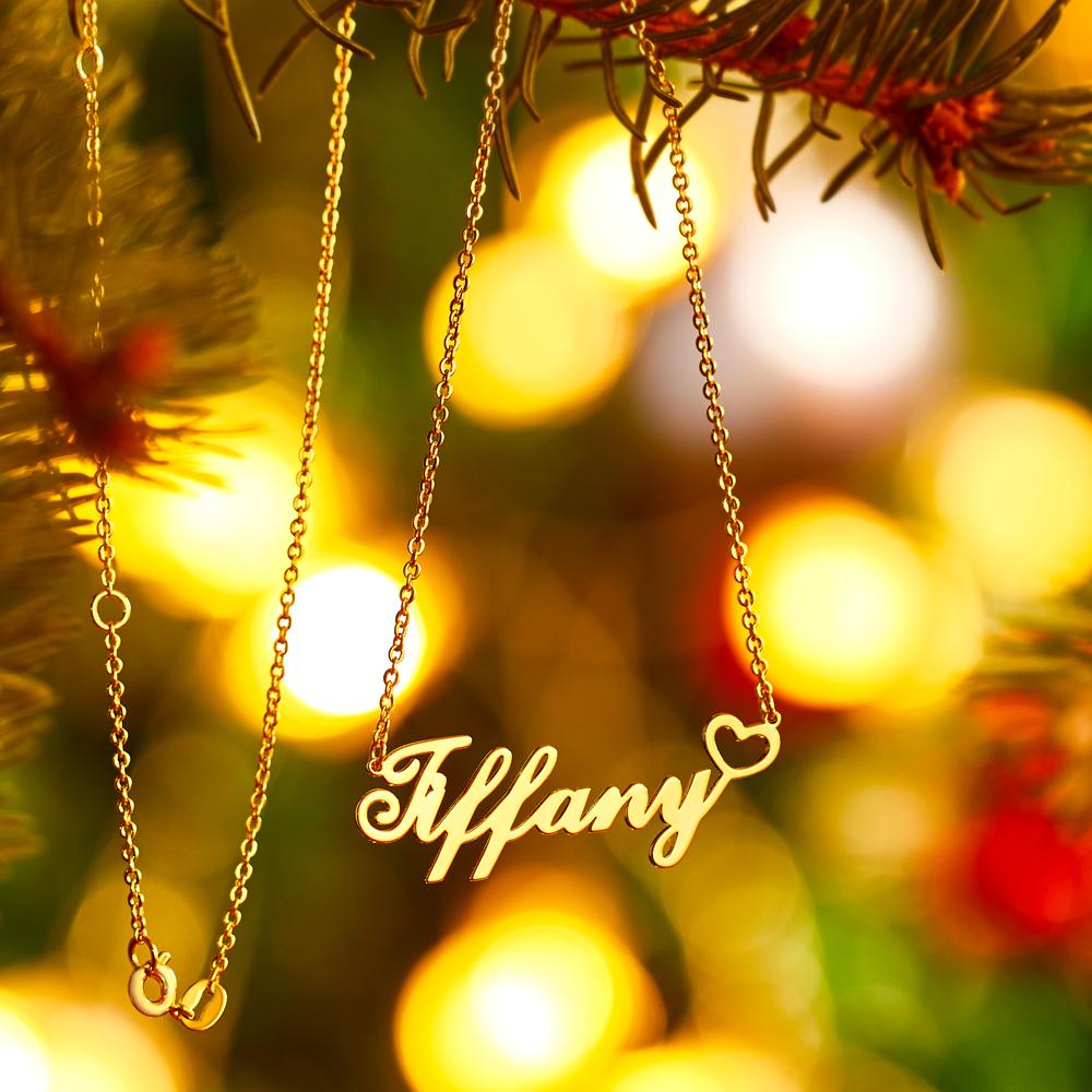 Personalised Copper Name Necklace with Little Heart, Gifts for Her