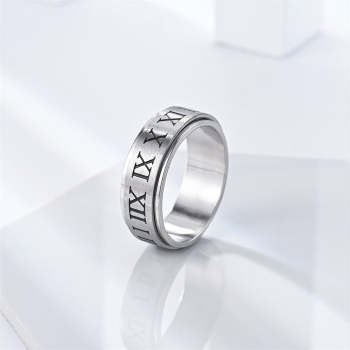 Fidget Anti-anxiety Ring Roman Numerals Open Adjustable Spinner Ring Jewelry Gifts for Him - yournamenecklaceuk
