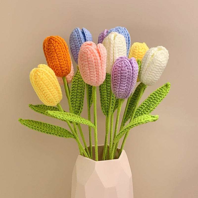 Tulip Crochet Flower Handmade Knitted Flower Gift for Lover - yournamenecklaceuk