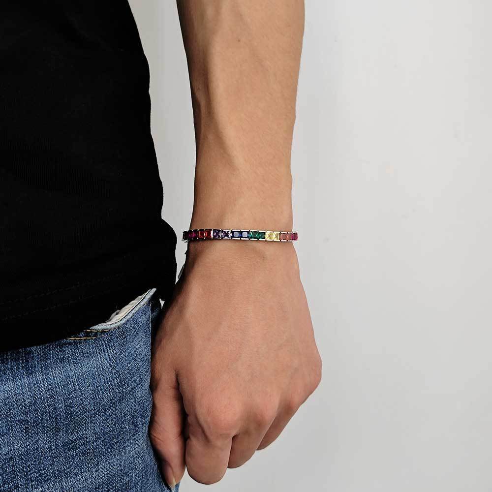 Colored Tennis Bracelet Square Zirconia Bracelet - yournamenecklaceuk