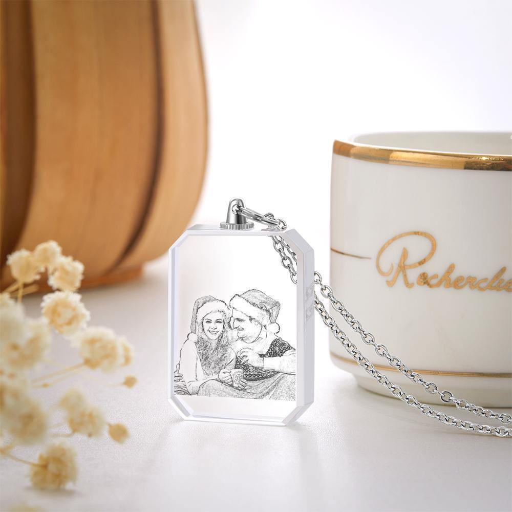 Photo Necklace Laser Etched Crystal Necklace Gifts for Couple's - yournamencklaceuk