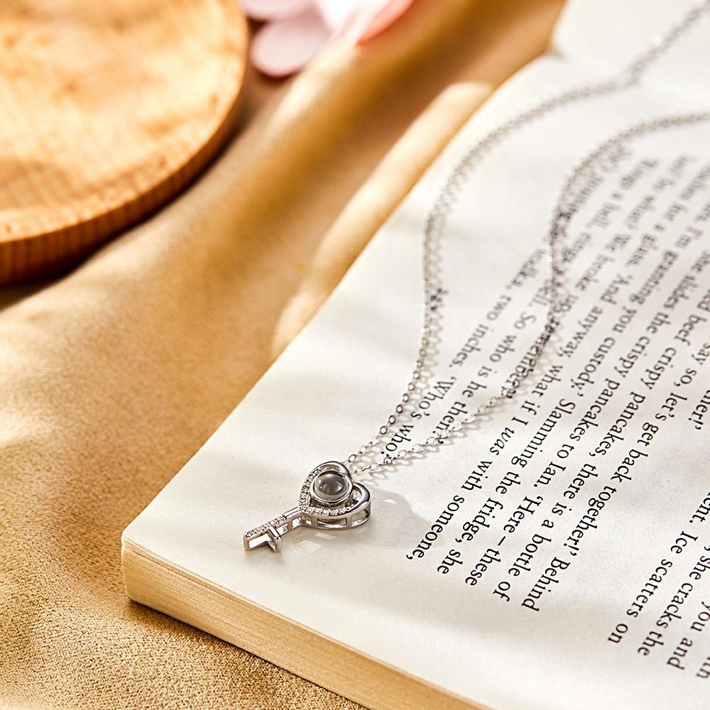 Personalized Photo Projection Necklace Love Key Necklace Valentine's Day Gift - yournamenecklaceuk