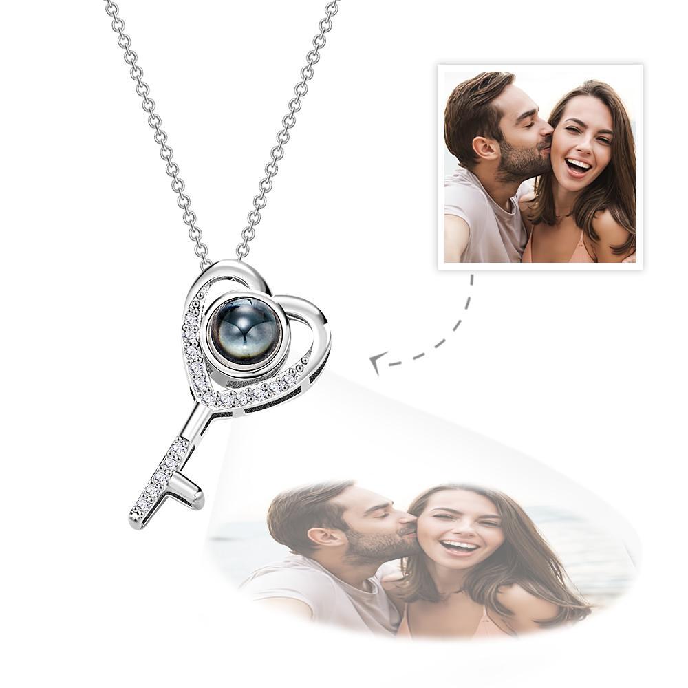Personalized Photo Projection Necklace Love Key Necklace Valentine's Day Gift - yournamenecklaceuk
