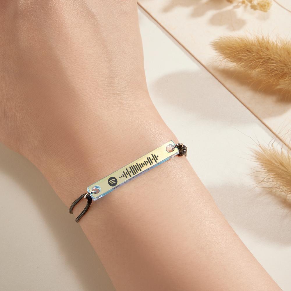 Scannable Spotify Code Transparent Gradient Color Bracelet Personalized Music Laser Colorful Acrylic Plaque Adjustable Bracelet Gift For Him - yournamenecklaceuk