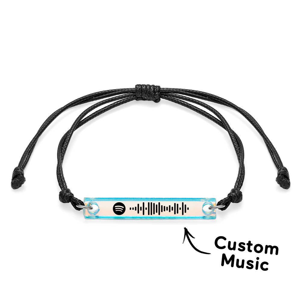 Scannable Spotify Code Transparent Gradient Color Bracelet Personalized Music Laser Colorful Acrylic Plaque Adjustable Bracelet Gift For Him - yournamenecklaceuk