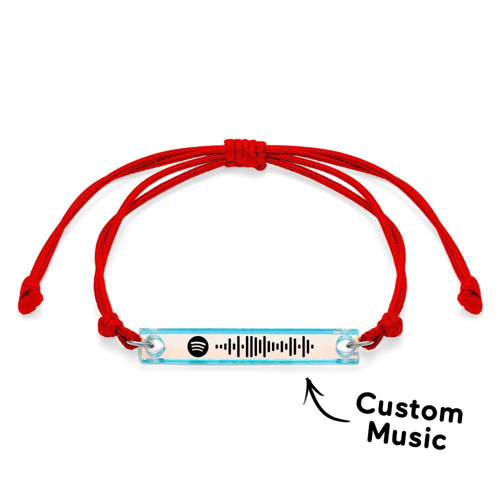 Scannable Spotify Code Transparent Gradient Color Bracelet Personalized Music Laser Colorful Acrylic Plaque Adjustable Bracelet Gift For Him - yournamenecklaceuk