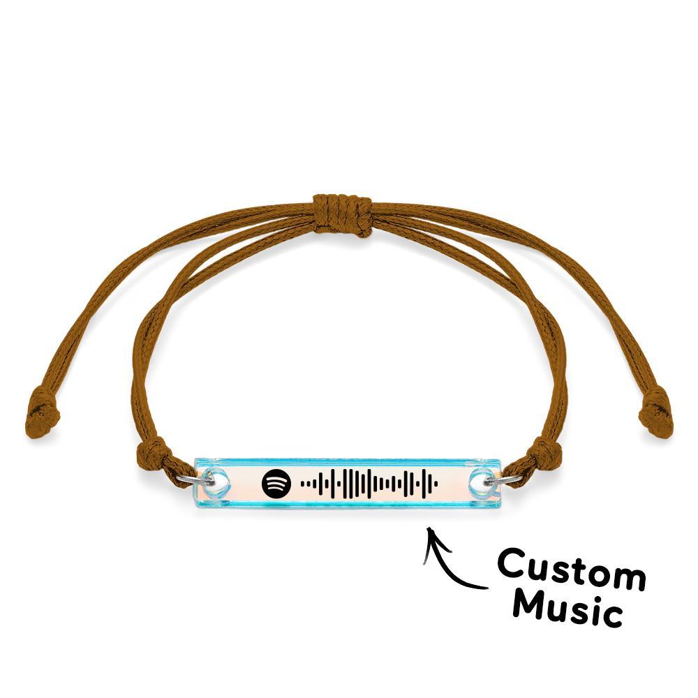 Scannable Spotify Code Transparent Gradient Color Bracelet Personalized Music Laser Colorful Acrylic Plaque Adjustable Bracelet Gift For Him - yournamenecklaceuk