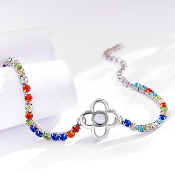 Custom Photo Projection Bracelet Fashionable All Diamonds Four Leaf Clover Charm Bracelet Gifts For Her - yournamenecklaceuk