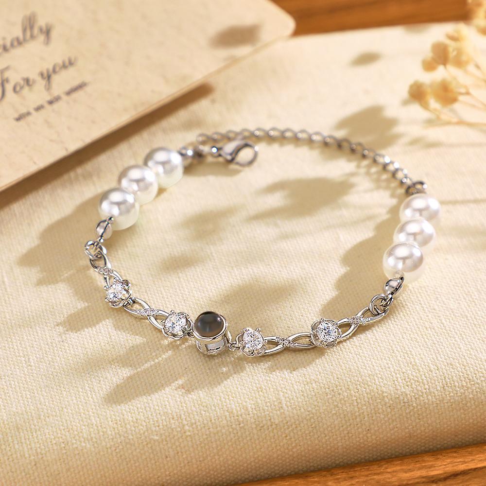 Custom Projection Bracelet Diamond Beautiful Pearl Gift - yournamenecklaceuk