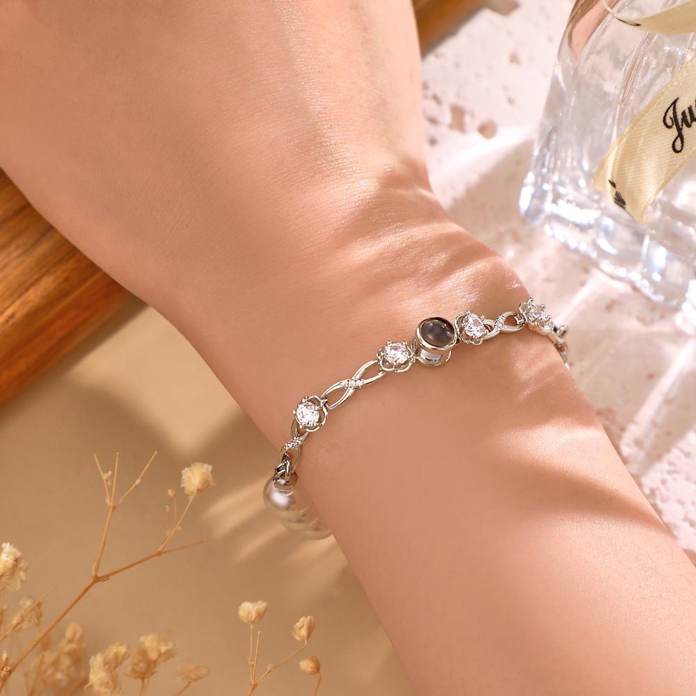 Custom Projection Bracelet Diamond Beautiful Pearl Gift - yournamenecklaceuk