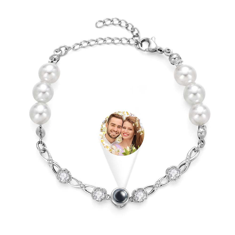 Custom Projection Bracelet Diamond Beautiful Pearl Gift - yournamenecklaceuk
