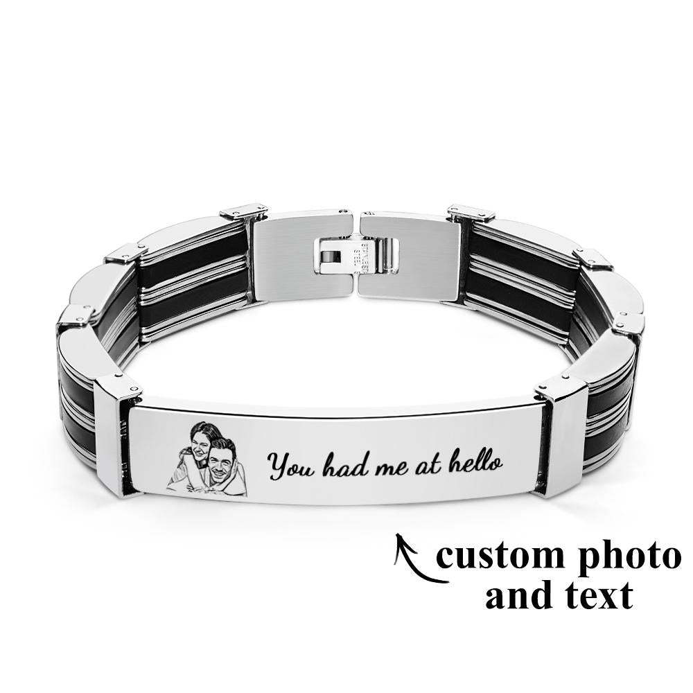Personalized Photo Bracelet With Text Trendy Bracelet Father's Day Gift For Men - yournamenecklaceuk