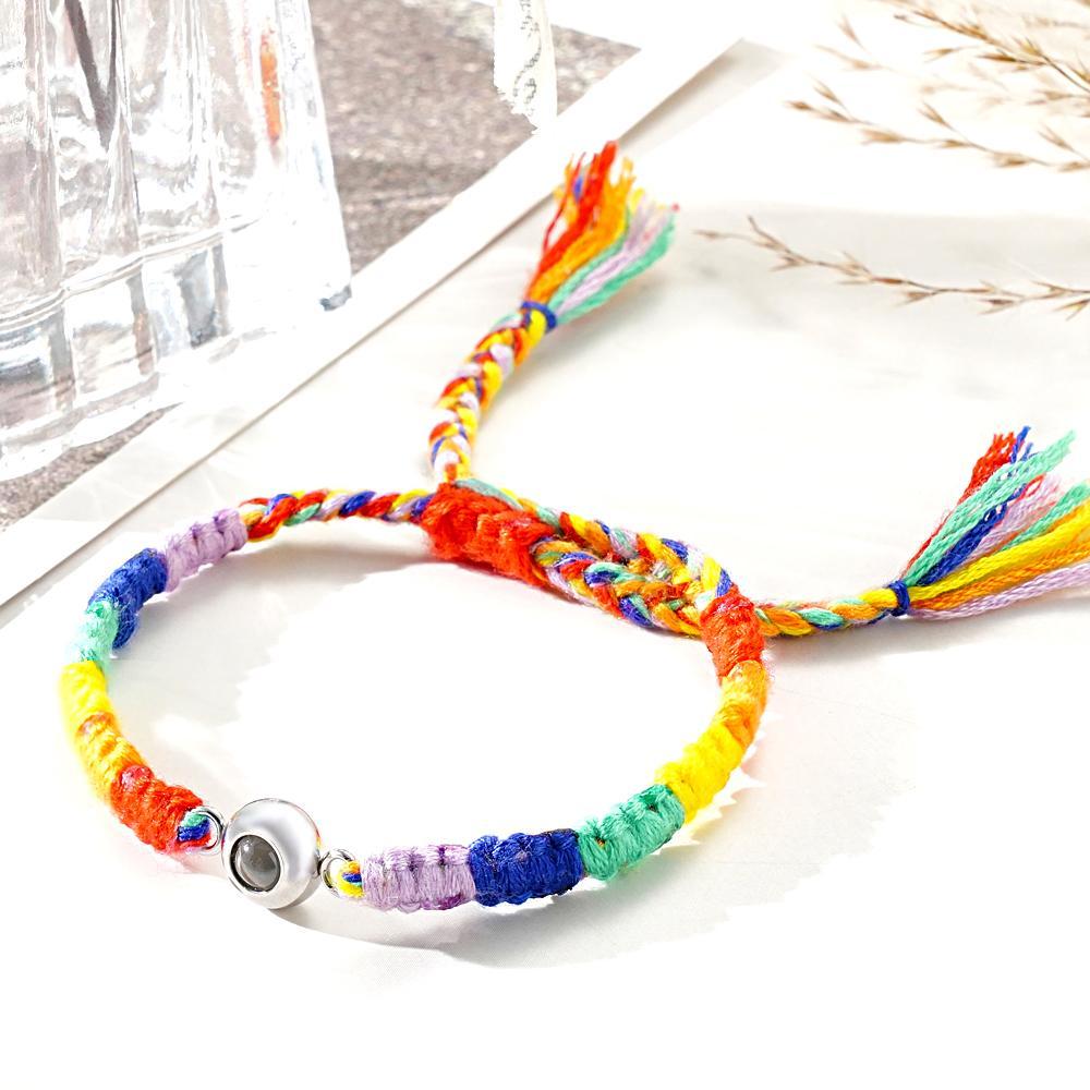 Custom Projection Bracelet Colorful Weave Commemorate Gift - yournamenecklaceuk