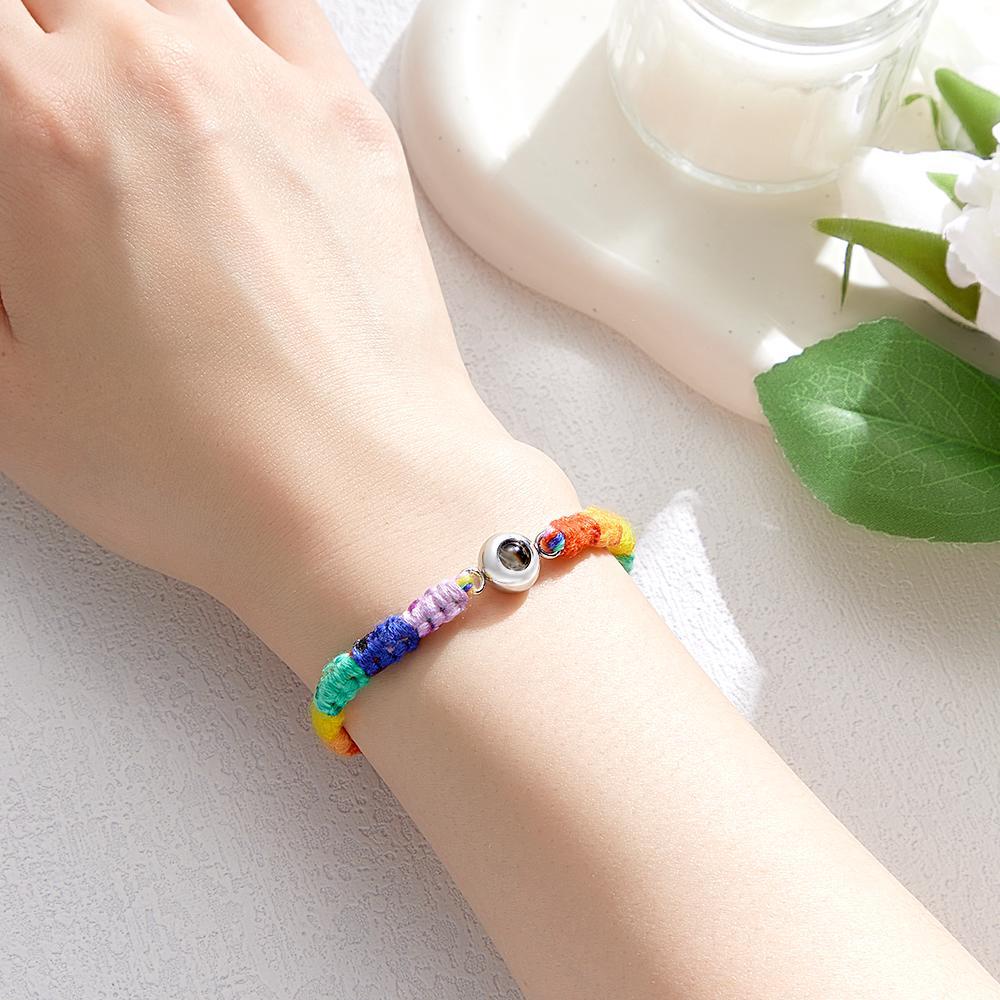 Custom Projection Bracelet Colorful Weave Commemorate Gift - yournamenecklaceuk
