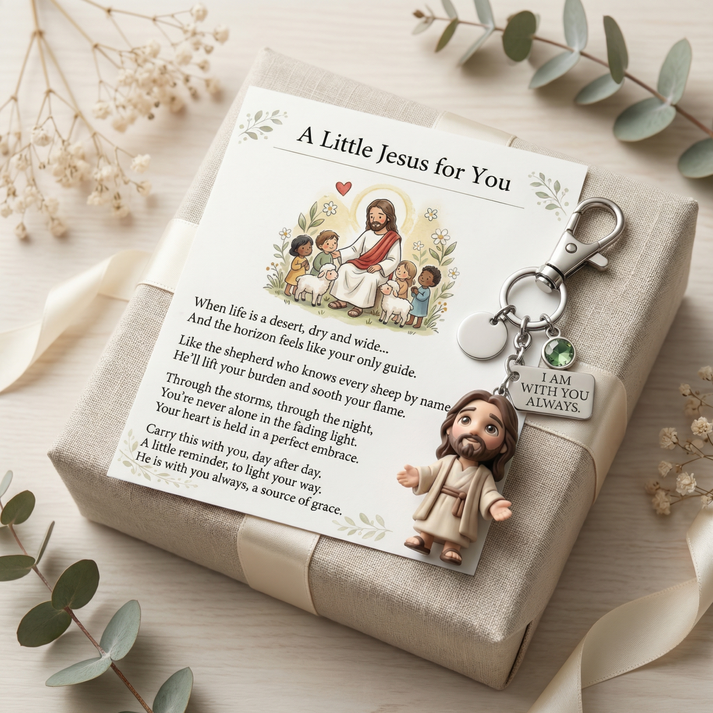 A Little Jesus For You Birthstone Keychain Comforting Poem Card Gift Set Little Mary Pocket Reminder Birthstone Keychain Inspirational Prayer Card Set -  NameNecklaceUK