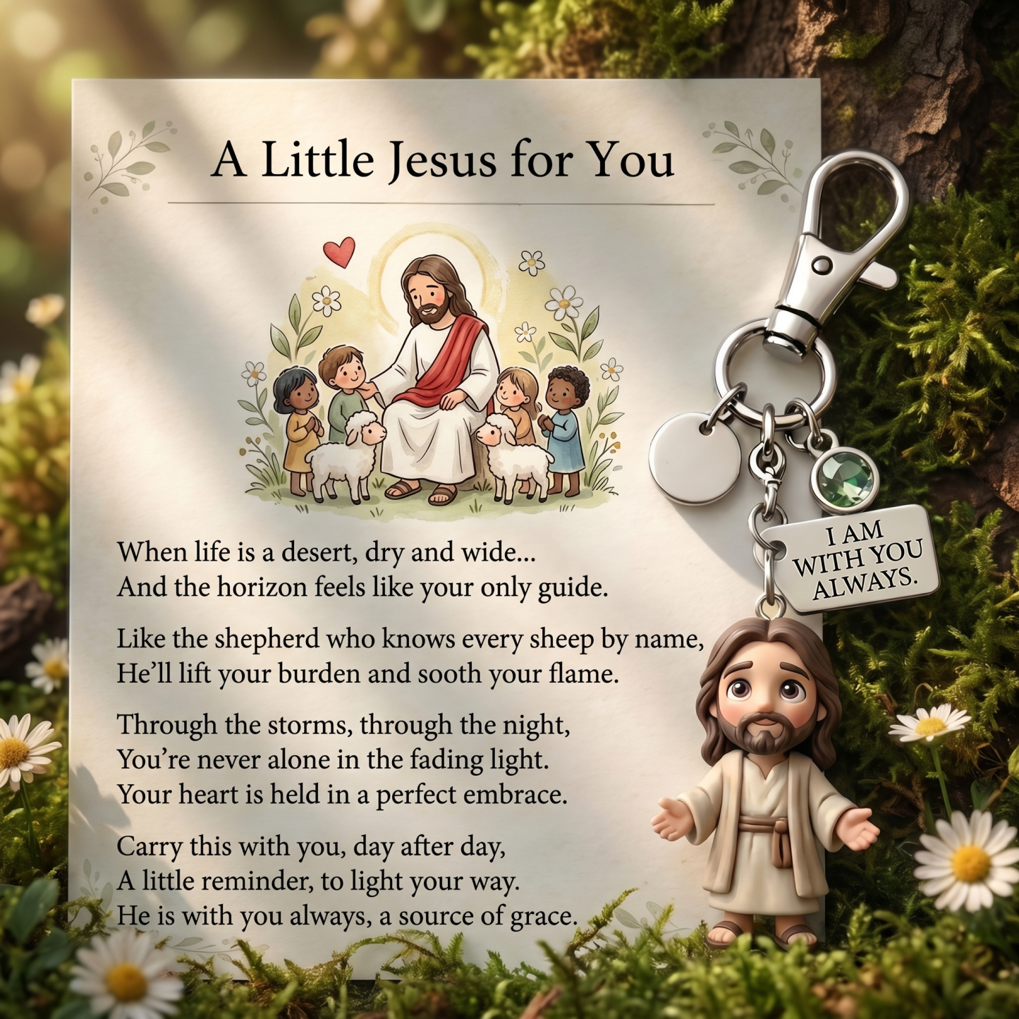 A Little Jesus For You Birthstone Keychain Comforting Poem Card Gift Set Little Mary Pocket Reminder Birthstone Keychain Inspirational Prayer Card Set -  NameNecklaceUK