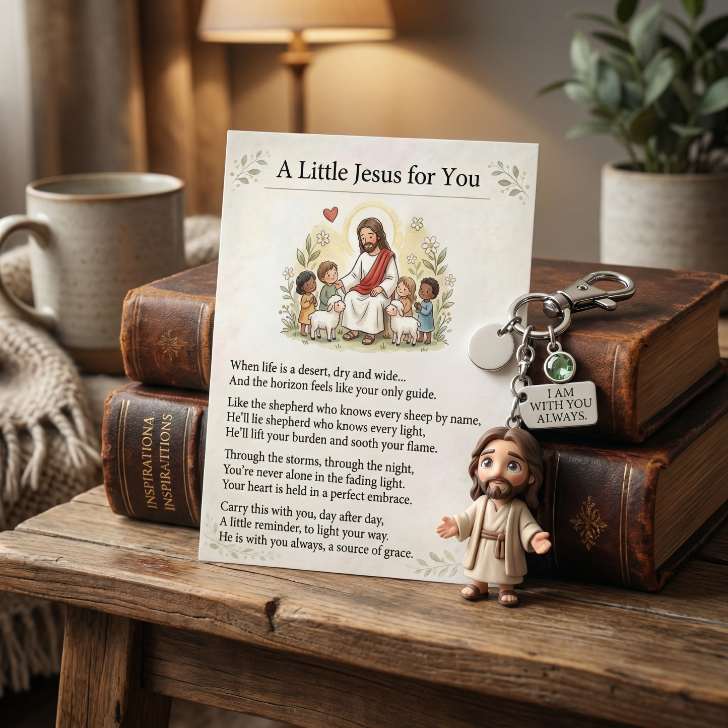 A Little Jesus For You Birthstone Keychain Comforting Poem Card Gift Set Little Mary Pocket Reminder Birthstone Keychain Inspirational Prayer Card Set -  NameNecklaceUK