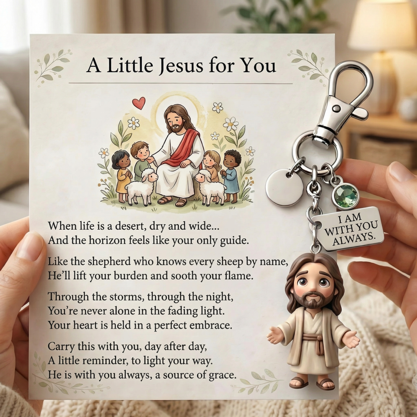 A Little Jesus For You Birthstone Keychain Comforting Poem Card Gift Set Little Mary Pocket Reminder Birthstone Keychain Inspirational Prayer Card Set -  NameNecklaceUK
