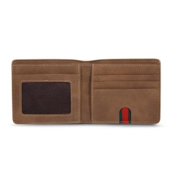 Men's Bifold Custom Inscription Photo Wallet Two Pictures - Brown Leather - yournamenecklaceuk