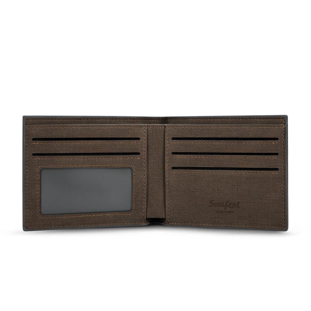 Men's Bifold Custom Inscription Photo Wallet Two Pictures - Coffee Leather - yournamenecklaceuk