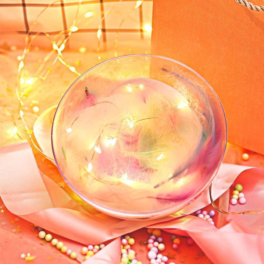 Transparent Plastic Ball Light String Macaron Mix Feather Three-piece Suit Creative Gift Combination - yournamenecklaceuk