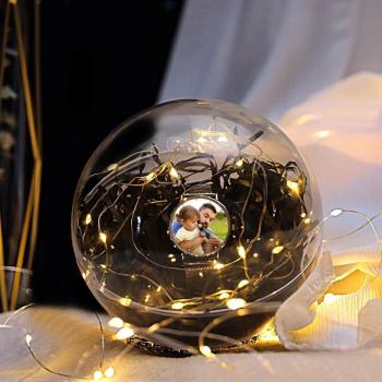 Transparent Round Plastic Ball Color Light String Black Raffia Shredded Paper Silk Three-piece Suit Creative Gift Combination - yournamenecklaceuk