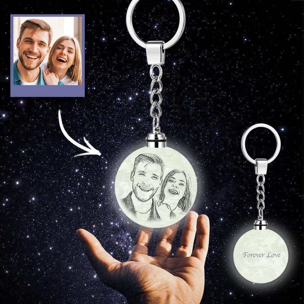 Custom Photo Moon Lamp Keychain 3D Printed Colorful Gifts for Her