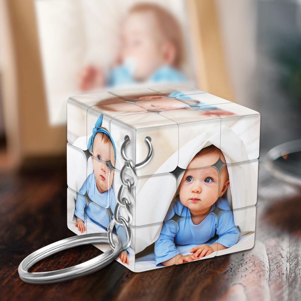 Custom Multiphoto Rubic's Cube Keychain Lovely Baby - soufeelus