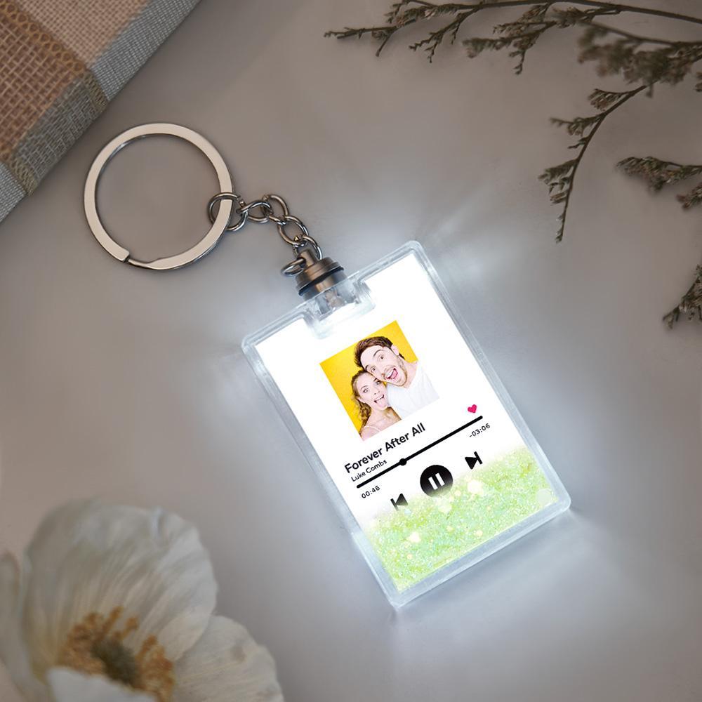 Custom Photo Scannable Spotify Code Illuminated Quicksand Keychain Gift for Any Occasion - yournamenecklaceuk