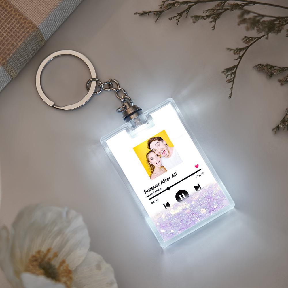 Custom Photo Scannable Spotify Code Illuminated Quicksand Keychain Gift for Any Occasion - yournamenecklaceuk