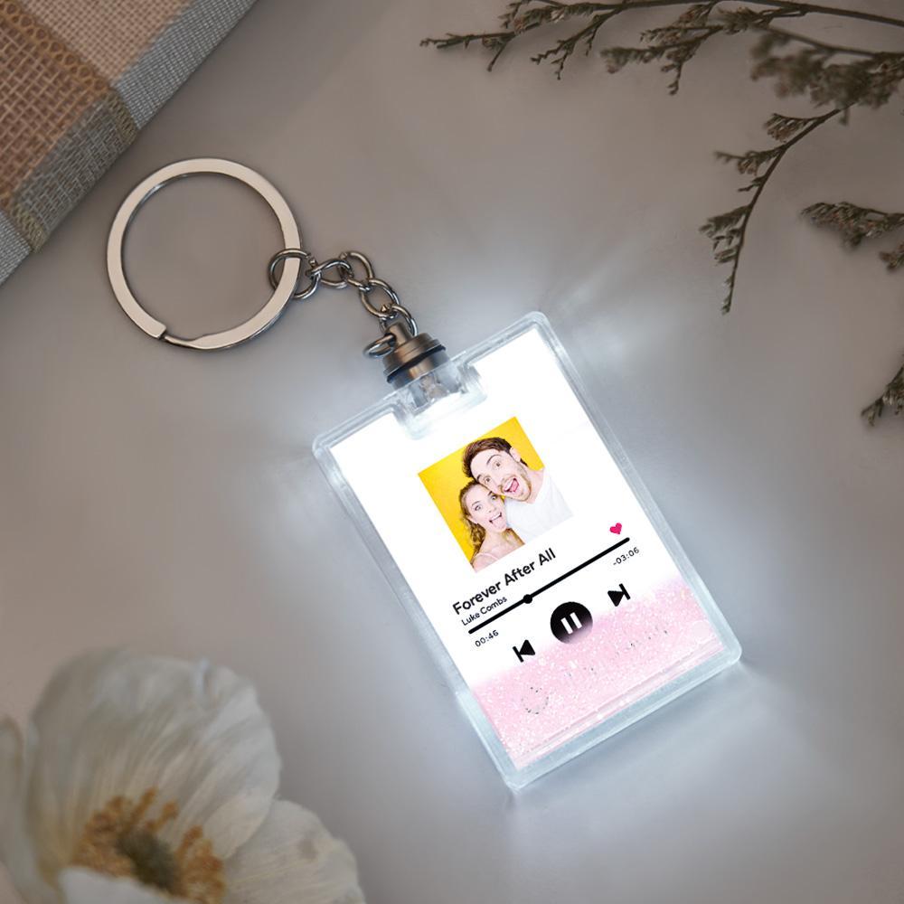 Custom Photo Scannable Spotify Code Illuminated Quicksand Keychain Gift for Any Occasion - yournamenecklaceuk