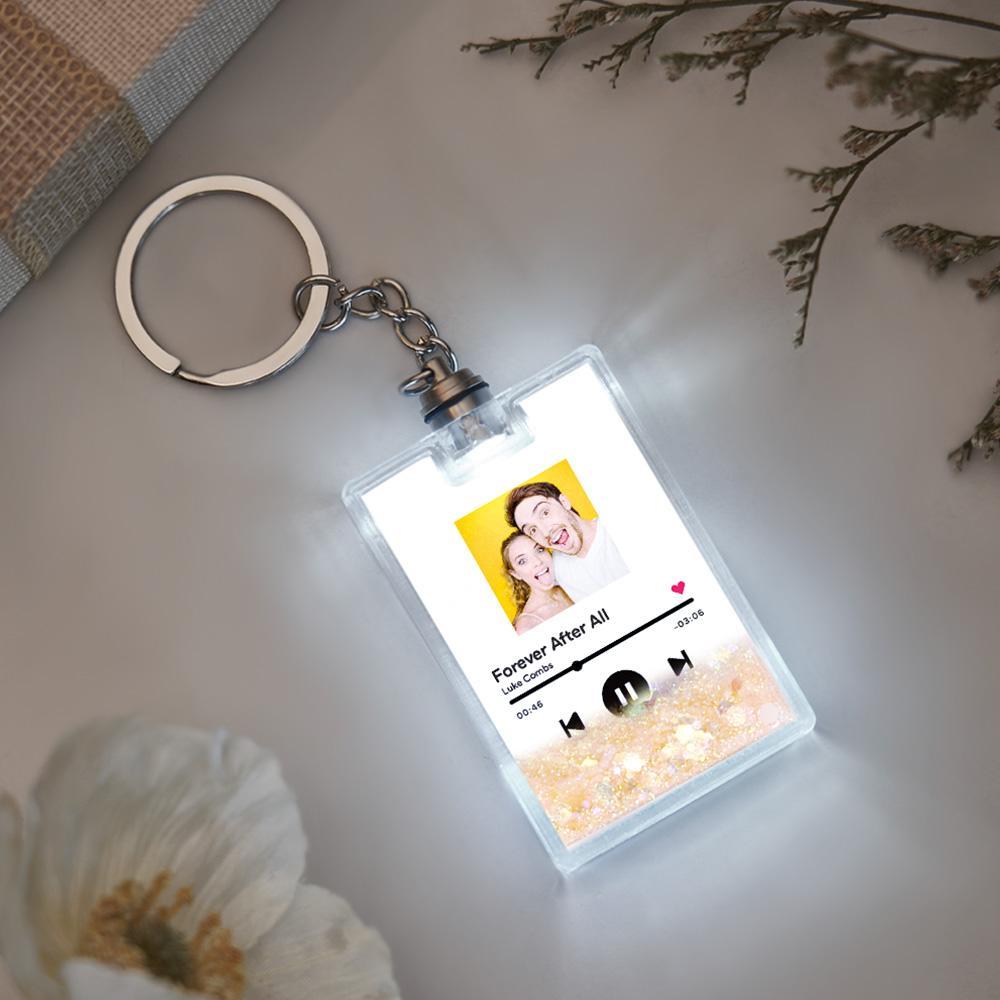 Custom Photo Scannable Spotify Code Illuminated Quicksand Keychain Gift for Any Occasion - yournamenecklaceuk