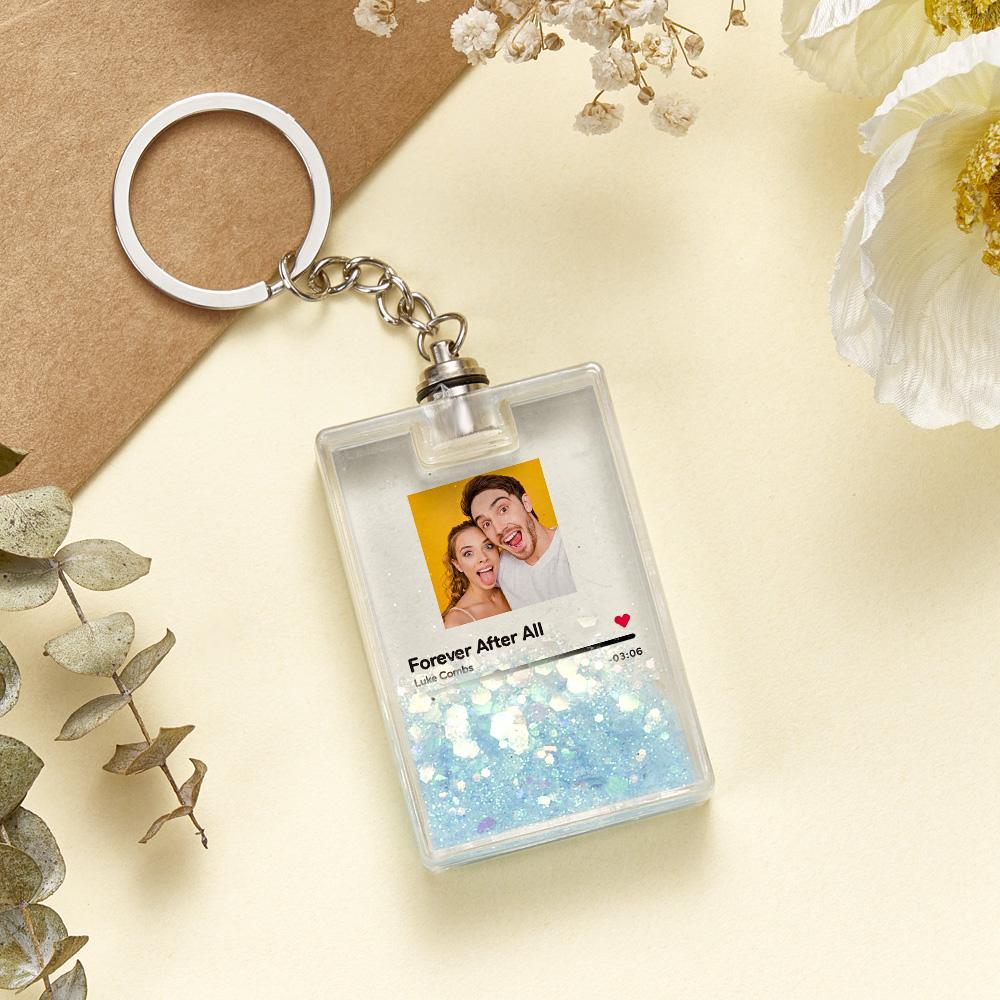 Custom Photo Scannable Spotify Code Illuminated Quicksand Keychain Gift for Any Occasion - yournamenecklaceuk