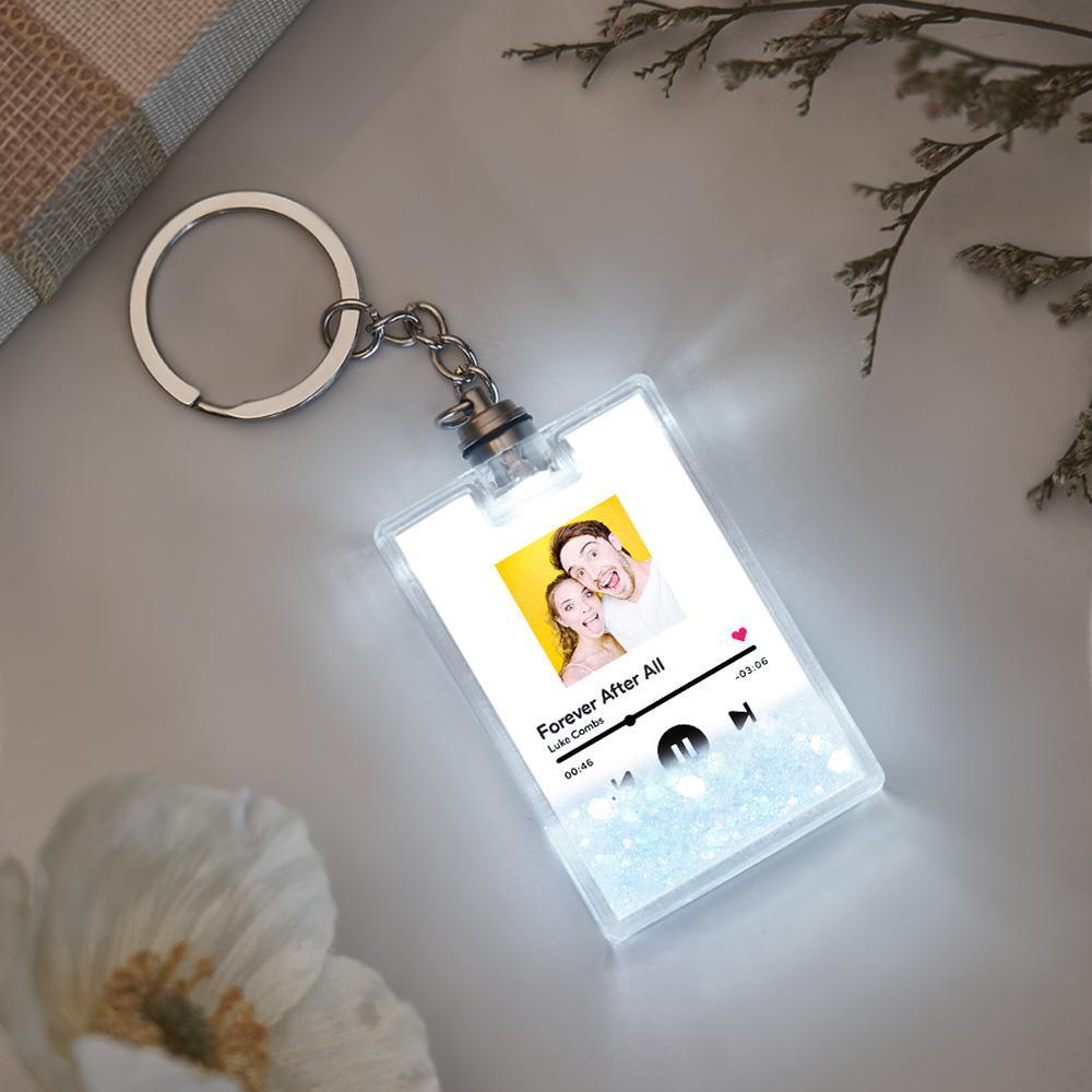 Custom Photo Scannable Spotify Code Illuminated Quicksand Keychain Gift for Any Occasion - yournamenecklaceuk
