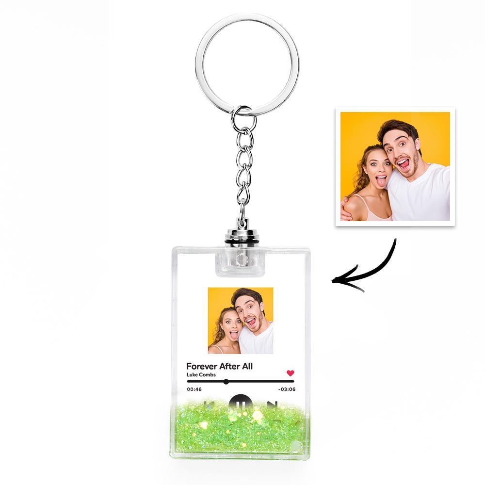 Custom Photo Scannable Spotify Code Illuminated Quicksand Keychain Gift for Any Occasion - yournamenecklaceuk